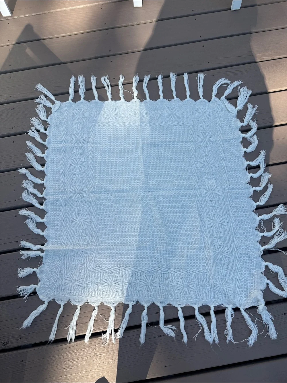 Vintage Gorgeous Baby Knit White Blanket christening